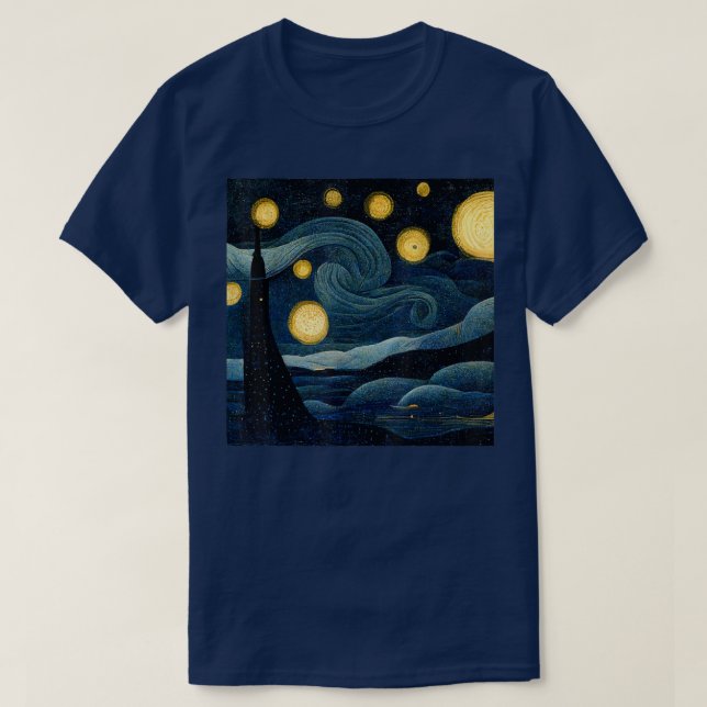 T-shirt Starry Night Art Deco Vincent van Gogh Art 280 (Design devant)