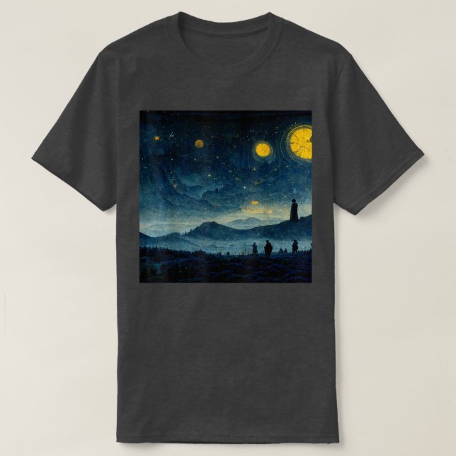 T-shirt Starry Night Caspar David Friedrich (Design devant)