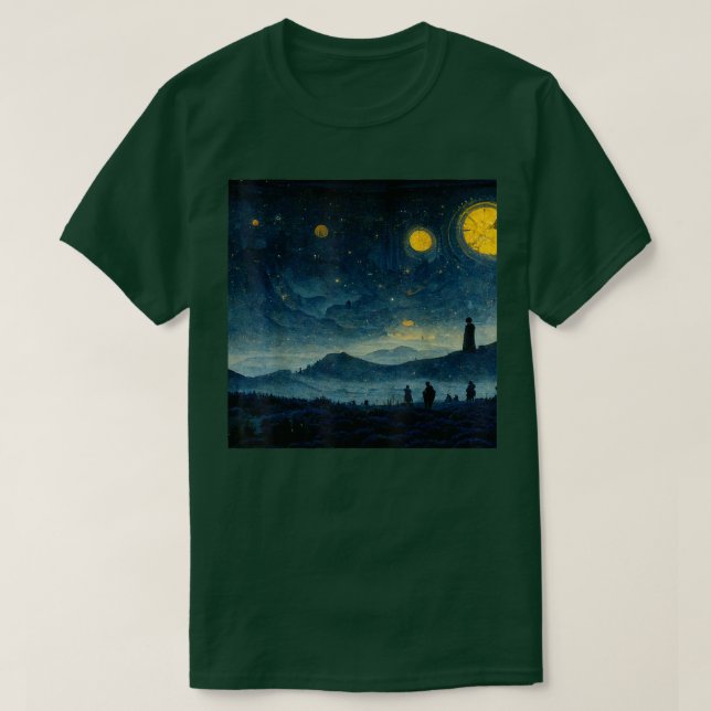 T-shirt Starry Night Caspar David Friedrich (Design devant)