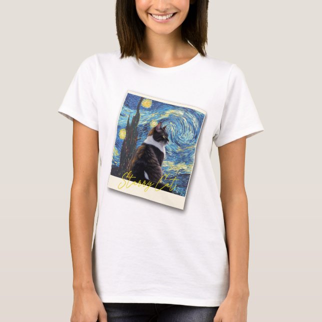 T-shirt Starry night cat (Devant)
