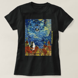 T-shirt Starry Night Cat avec le site pour femmes