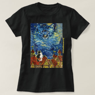 T-shirt Starry Night Cat avec le site pour femmes