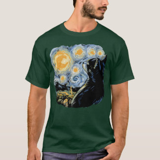 T-shirt Starry Night Cat, Van Gogh Cat, Amoureux des chats