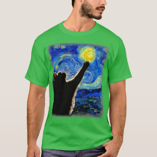 T-shirt Starry Night Cat Van Gogh Cat Amoureux des chats C
