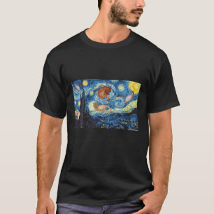 T-shirt Starry Night Cats Van Gogh Célèbre Peinture Cat Lo