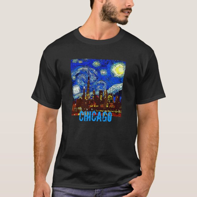 T-shirt Starry Night Chicago, modifier le texte (Devant)