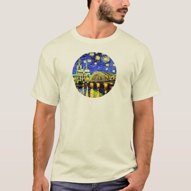 T-shirt Starry Night Cologne Allemagne Cathédrale (Devant)