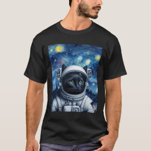 T-shirt Starry Night Cosmic Cat Astronaut Art
