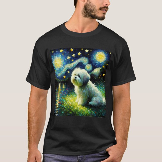 T-shirt Starry Night Coton de Tulear Chien Van Gogh Lover (Devant)