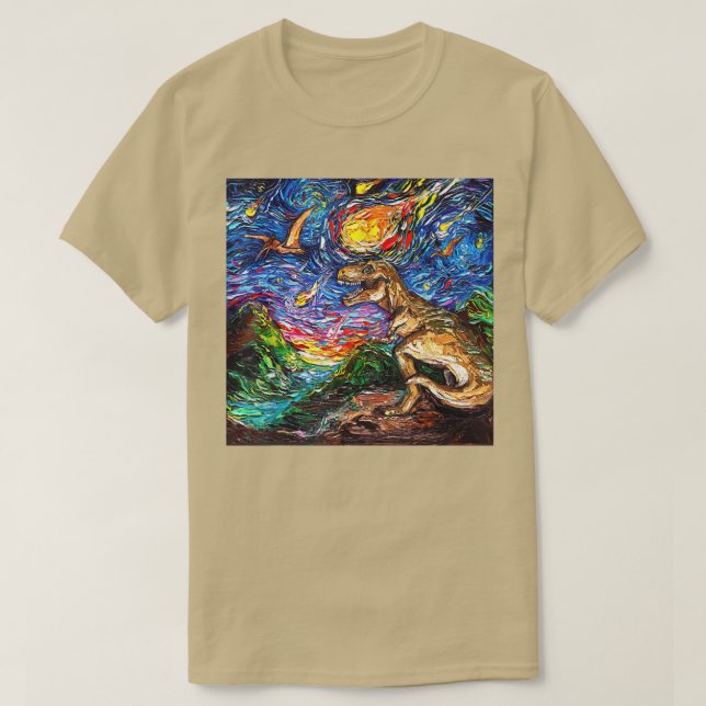 T-shirt Starry Night Dinosaur T Re, Van Gogh T Re Art Cade (Design devant)