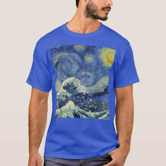 T-shirt Starry Night et la Grande Vague Van Gogh Art Paint