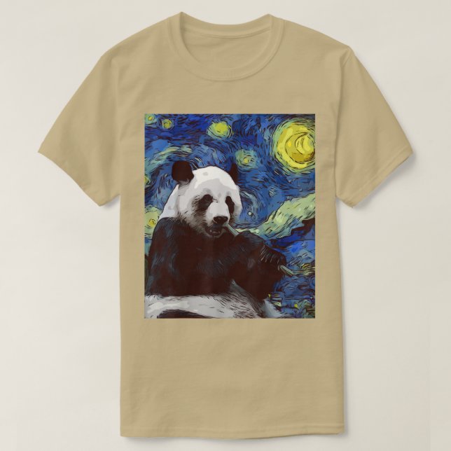 T-shirt Starry Night Giant Panda Cute Panda Amateurs (Design devant)