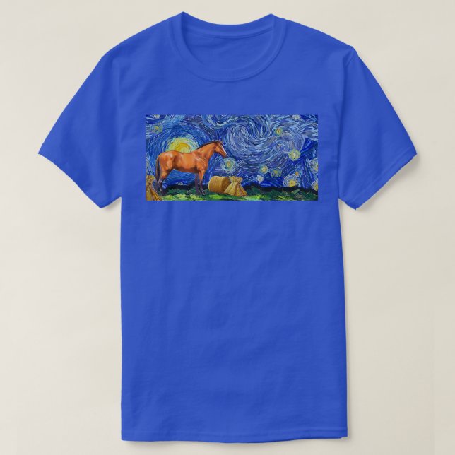T-shirt Starry Night Horse, Van Gogh Cheval Cadeaux Pour H (Design devant)
