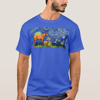 T-shirt Starry Night Horse, Van Gogh Cheval Cadeaux Pour H