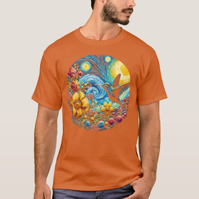 T-shirt starry night hummingbird (Devant)
