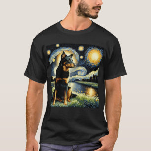 T-shirt Starry Night Lancashire Heeler Dog Van Gogh Lover