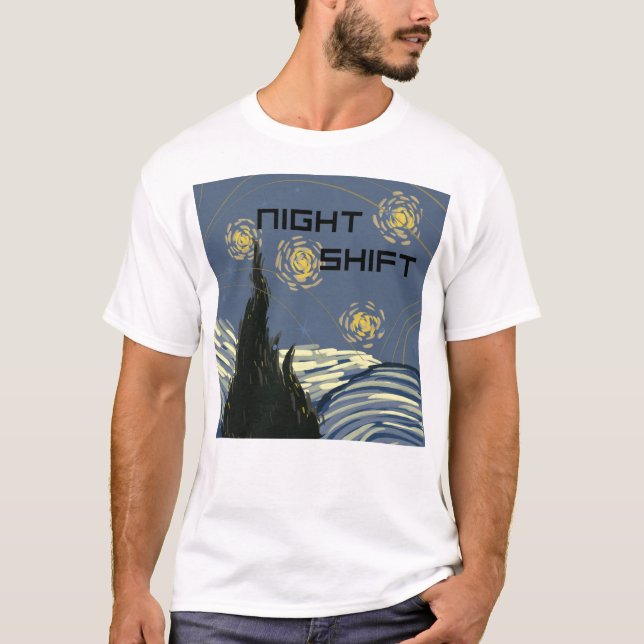 T-shirt Starry "Night Shift" dans le style de Van Gogh (Devant)