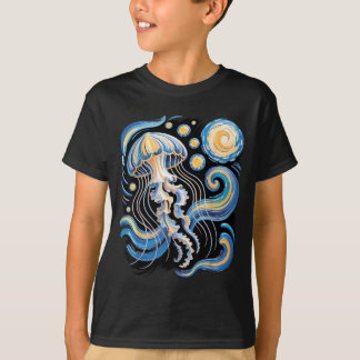 T-shirt Starry night van gogh jellyfish scuba diving surf