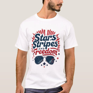 T-shirt Stars Grandes et liberté Lunettes de soleil patrio