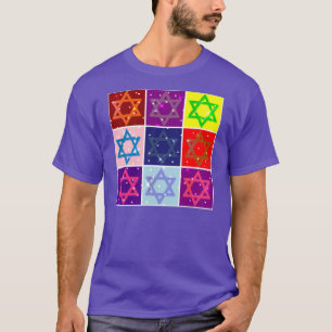 T-SHIRT STARS JUIFS POP ART - CADEAUX HANUKAH - ISRAËL MAI