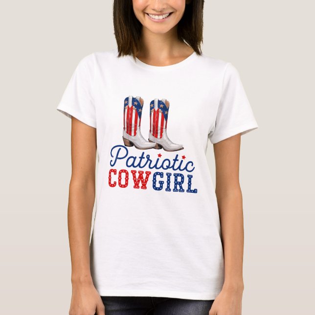 T-shirt Stars Stripes Cowgirl Boots Fierté (Devant)