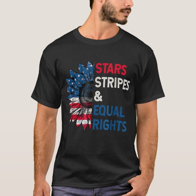 T-shirt Stars Stripes Egalité des droits 4 juillet la chaî (Devant)