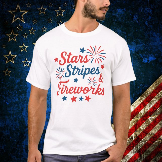 T-shirt Stars Stripes et Fireworks Patriotique (Créateur téléchargé)
