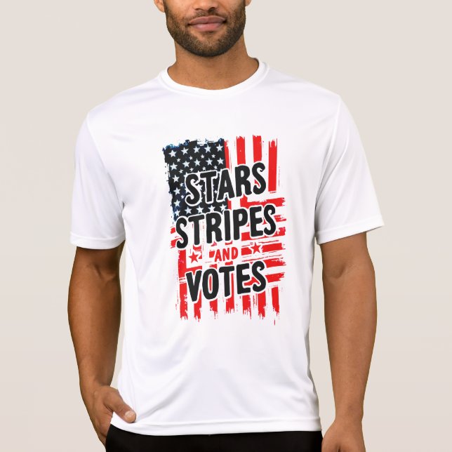 T-shirt Stars, Stripes et Votes avec drapeau américain (Devant)