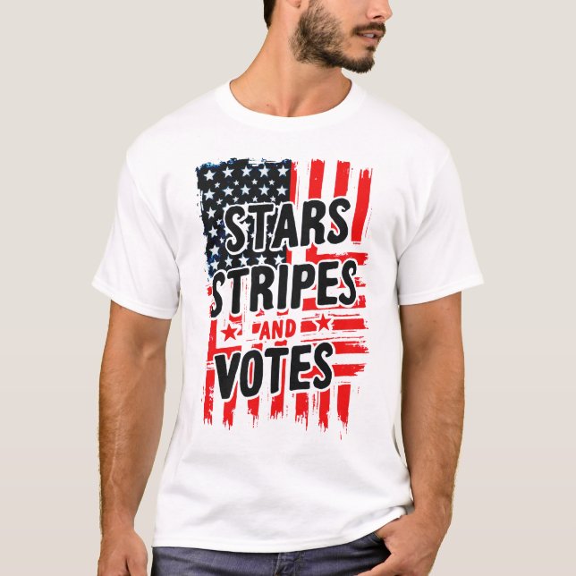 T-shirt Stars, Stripes et Votes avec drapeau américain (Devant)