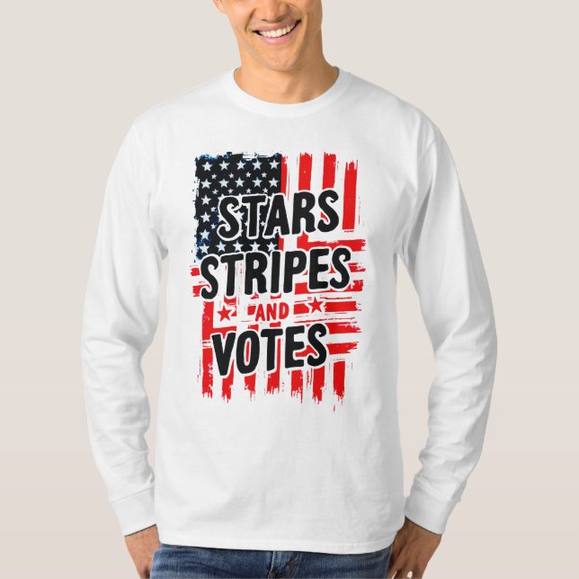 T-shirt Stars, Stripes et Votes avec drapeau américain (Devant)