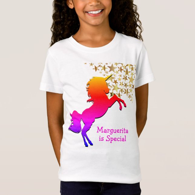 T-Shirt Stars UNICORN rose Personnalisés (Devant)