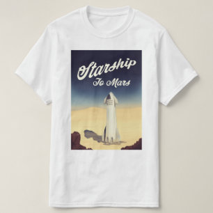 T-shirt Starship to Mars Voyage spatial de style vintage.