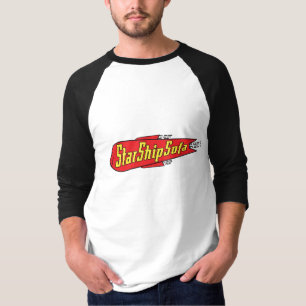 T-shirt StarShipSofa raglan rouge/jaune 3/4 de douille
