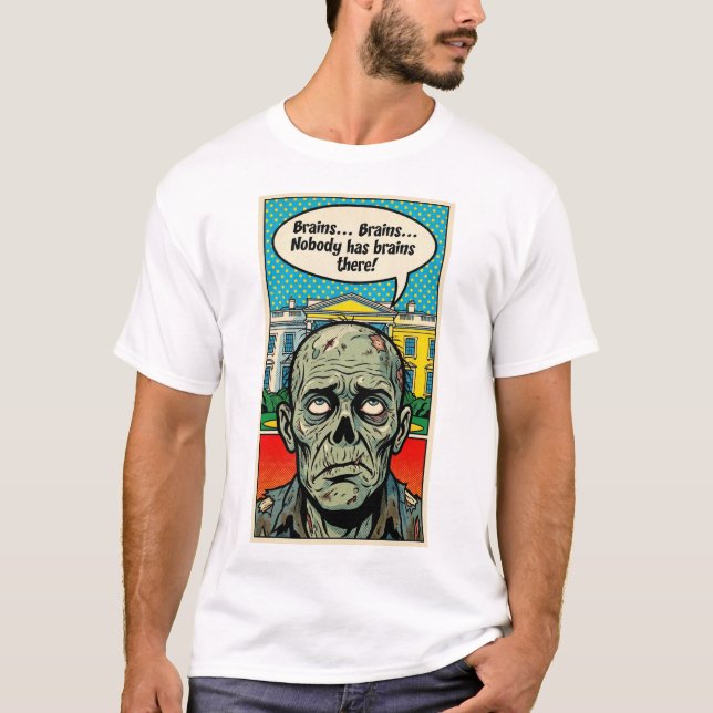 T-shirt Starving In The Oval: The "No Brains Found" Zombie (Devant)