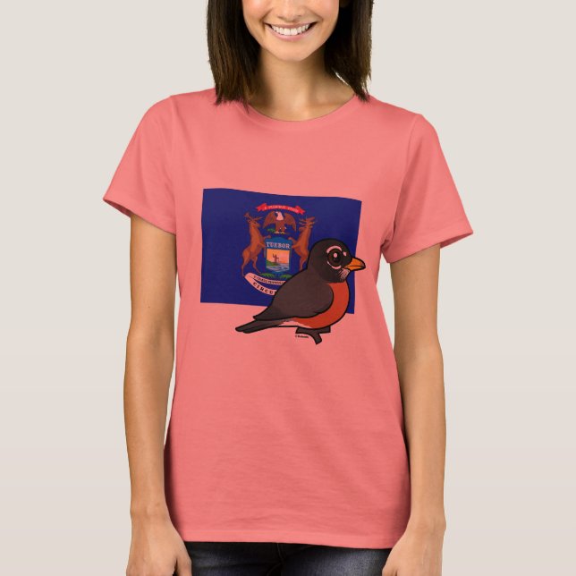 T-shirt State Birdorable of Michigan : American Robin (Devant)