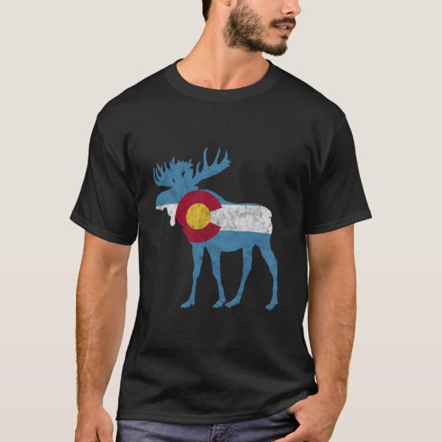 T-shirt State Flag Of Colorado Bull Moose (Devant)