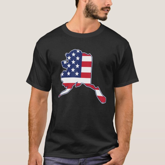 T-shirt State of Alaska USA American Flag Patriotic (Devant)
