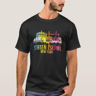 T-shirt Staten Island New York Watercolor Art Skyline Souv