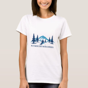 T-shirt Station de ski de Plymouth Wisconsin Skieur Ski