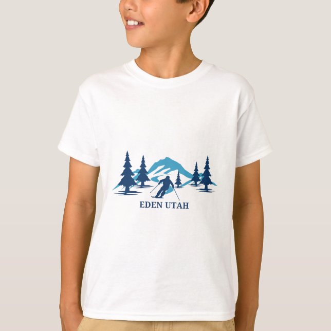 T-shirt Station de ski d'Eden Utah Ski Skiur  (Devant)