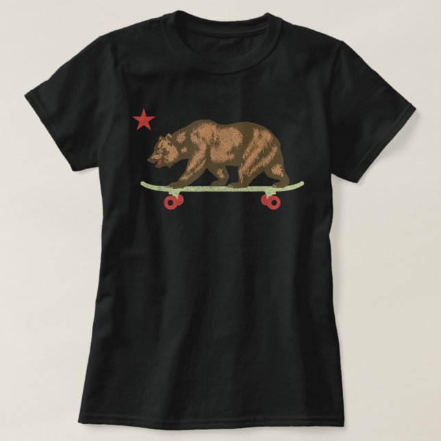 T-shirt Station de ski Retro California Skateboard Bear Sk (Design devant)