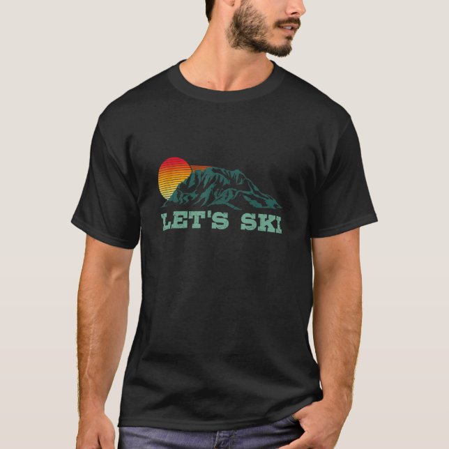 T-shirt Station de ski Retro Skiing Mountains 80s Station  (Devant)