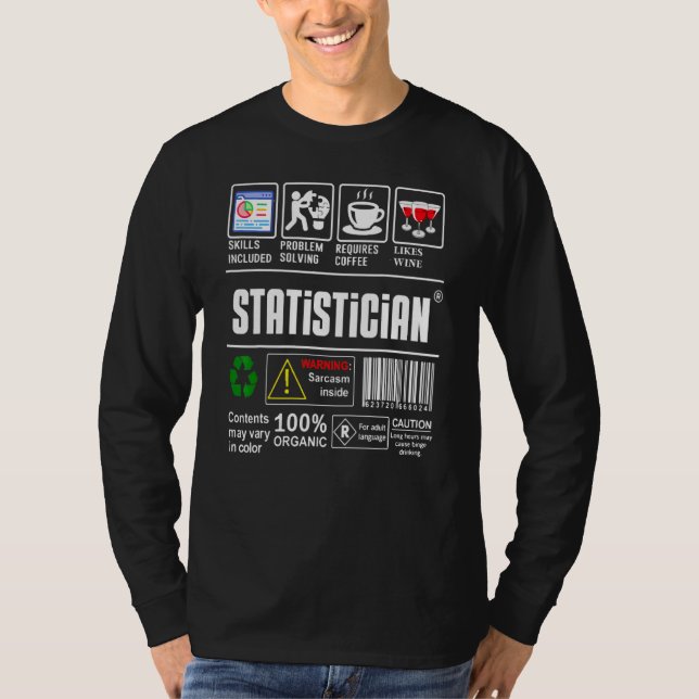T-shirt Statisticien Étiquette Compétences Résolution de p (Devant)