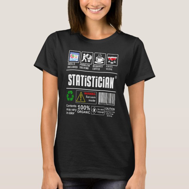 T-shirt Statisticien Étiquette Compétences Résolution de p (Devant)