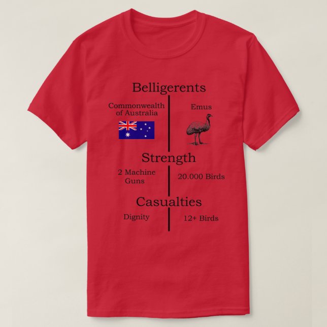 T-shirt Statistique de la Grande Guerre d'Emu (Design devant)