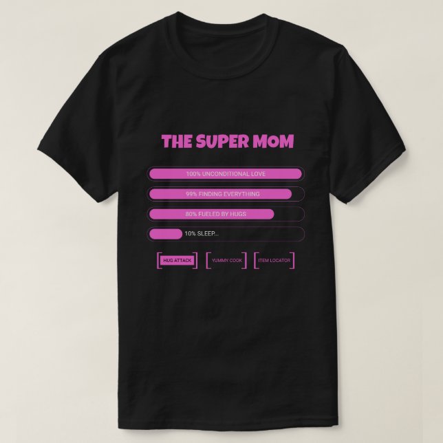 T-shirt « Stats de Super Maman drôles » - Mère ros (Design devant)