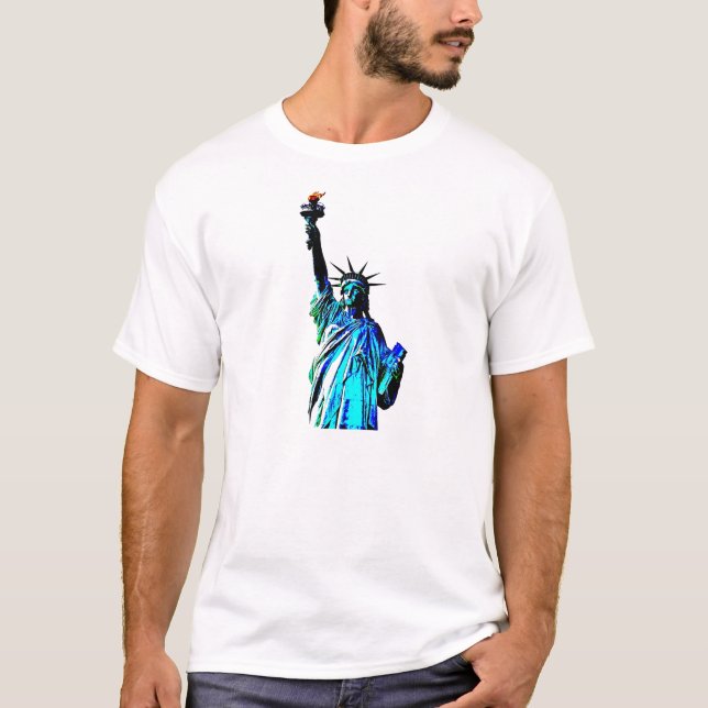 T-shirt Statue bleue de Lady Liberty (Devant)
