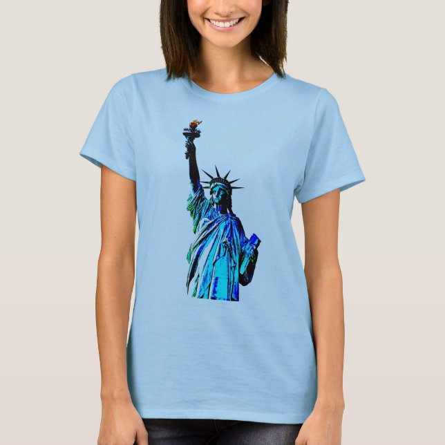 T-shirt Statue bleue de Lady Liberty (Devant)