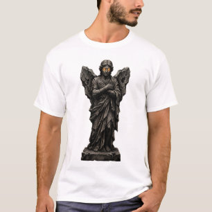 T-shirt Statue d'ange noir Fantastique Gothique Yeux Lumin