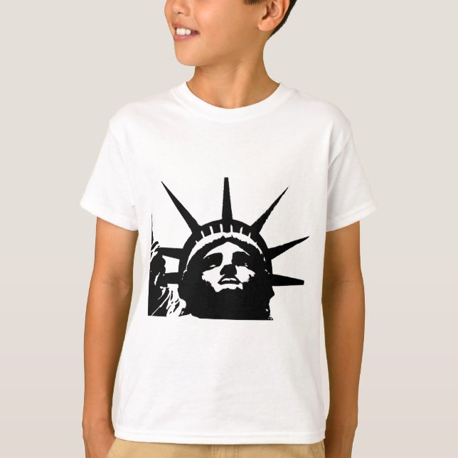 T-shirt Statue d'Art Pop Noir & Blanc de la Liberté (Devant)